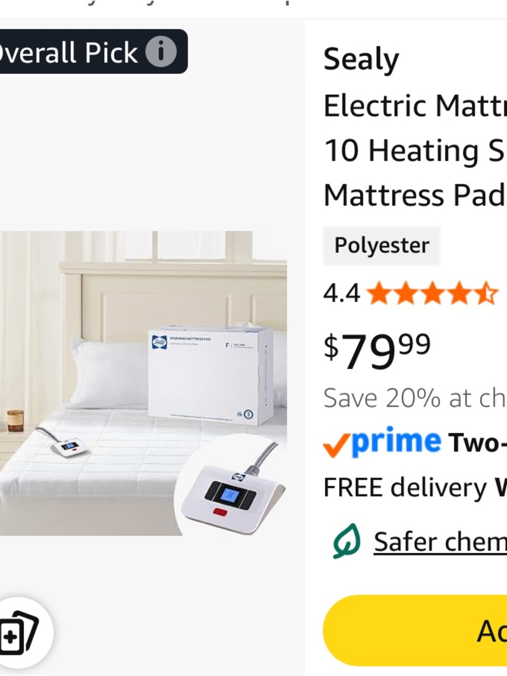 Sealy Electric Mattress Pad 10 Heat Settings With Auto Off, FULL - Ship alone - Picture 11 of 13